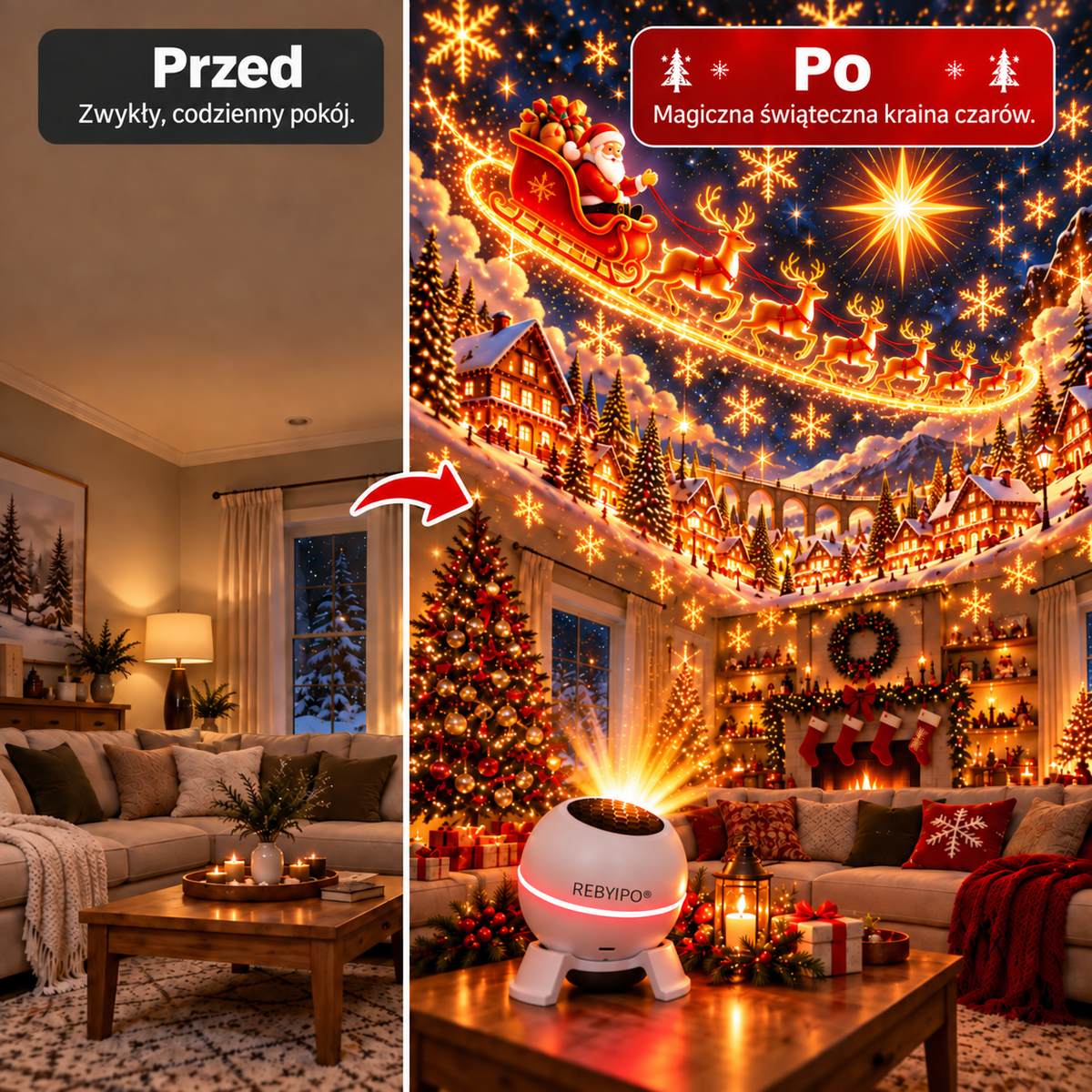 𝑺𝑪𝑵𝑫𝑹®🎅❄️Świąteczny projektor świetlny – Wprowadź magię świąt do swojego domu! 🎄