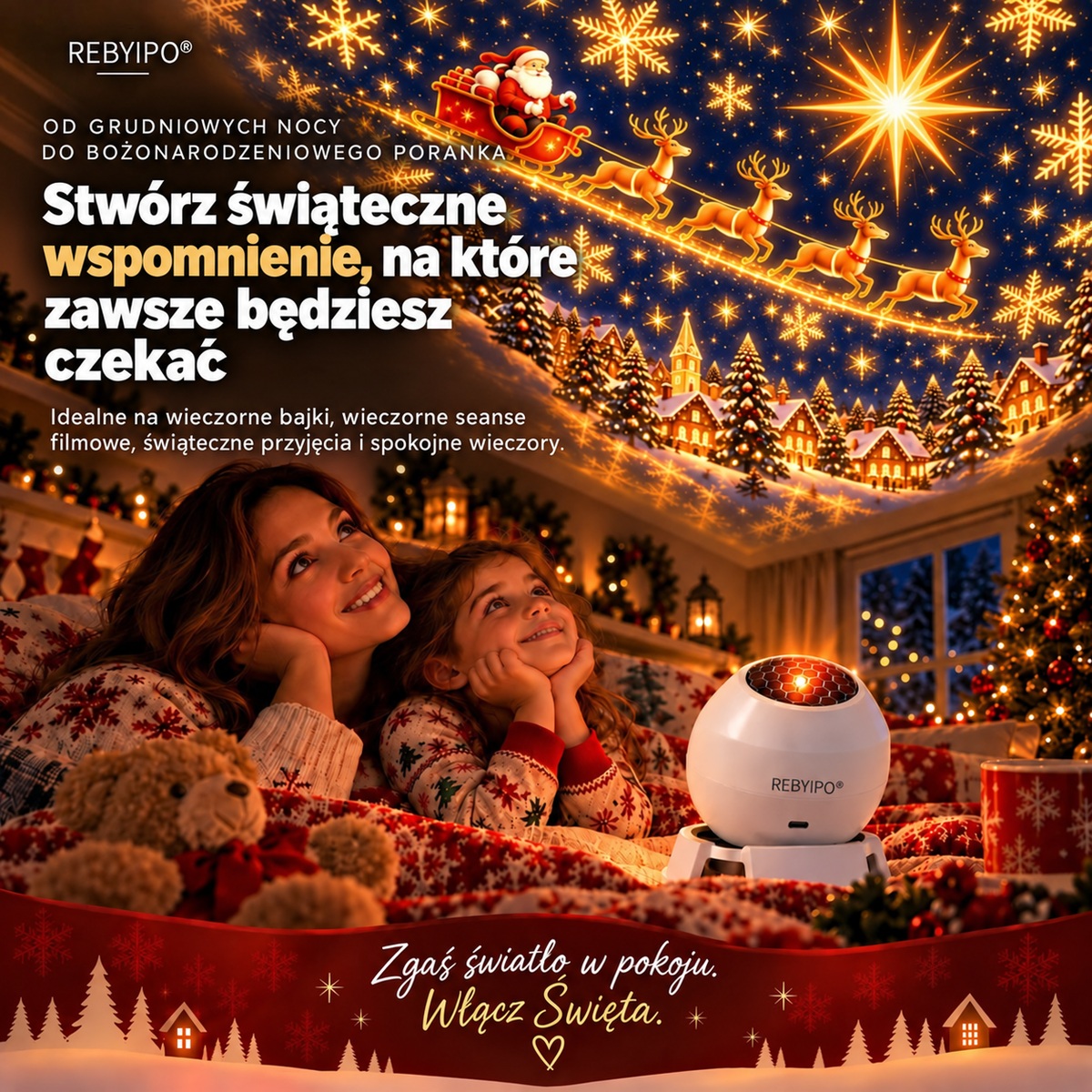 𝑺𝑪𝑵𝑫𝑹®🎅❄️Świąteczny projektor świetlny – Wprowadź magię świąt do swojego domu! 🎄