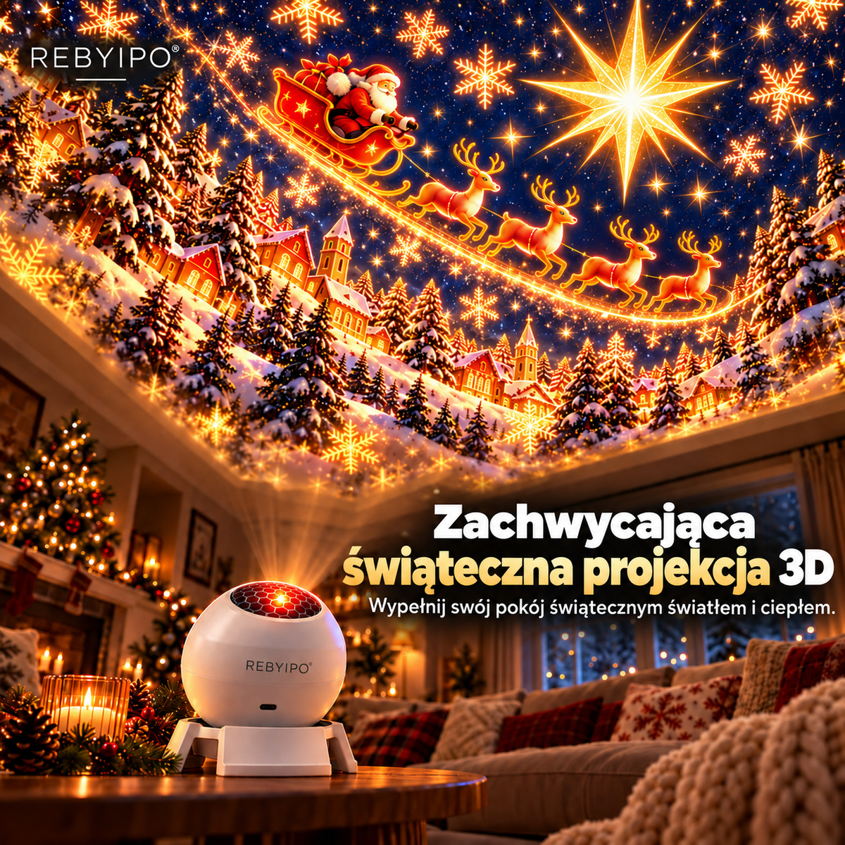 𝑺𝑪𝑵𝑫𝑹®🎅❄️Świąteczny projektor świetlny – Wprowadź magię świąt do swojego domu! 🎄